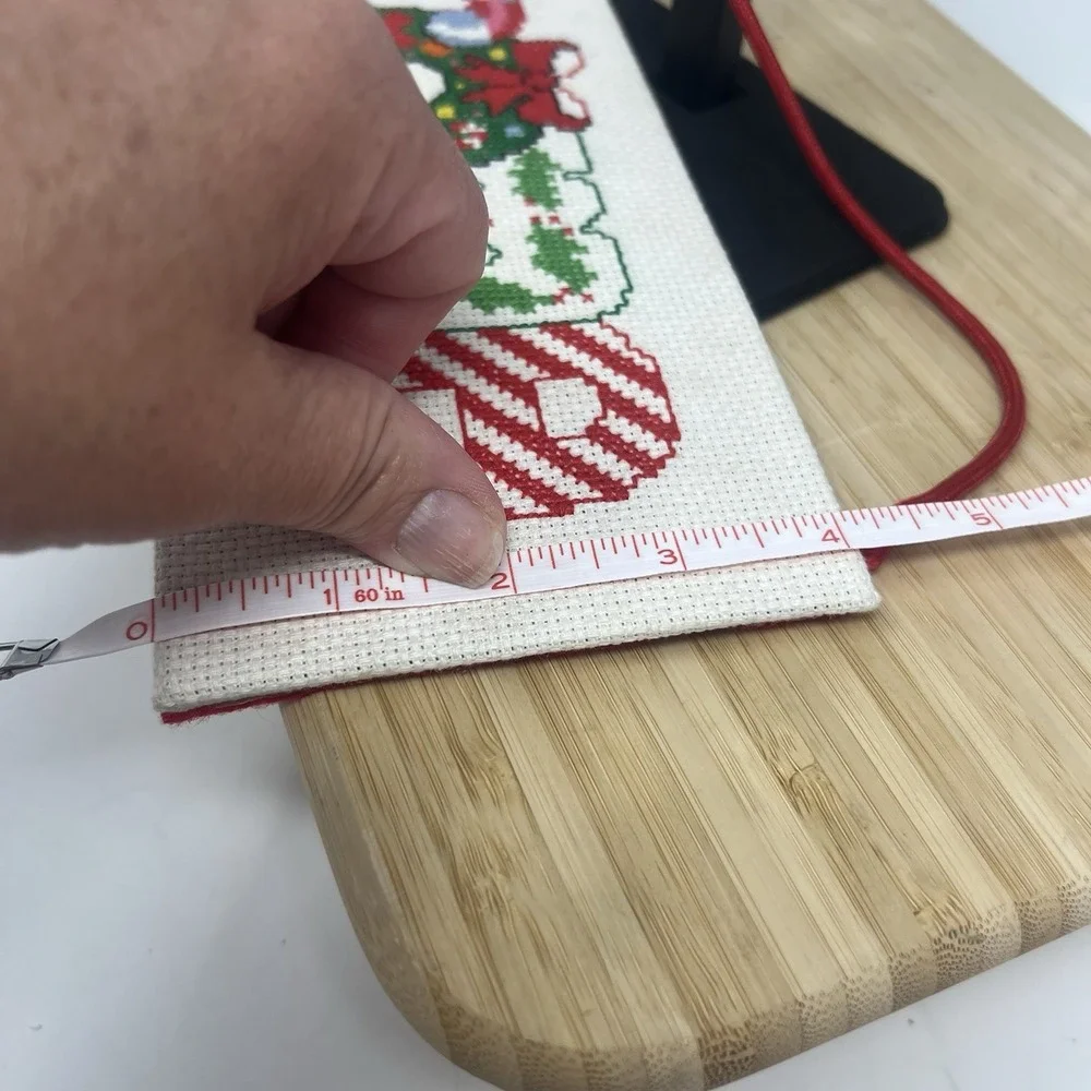 Cross Stitch Christmas Santa Hanging Welcome Sign 13